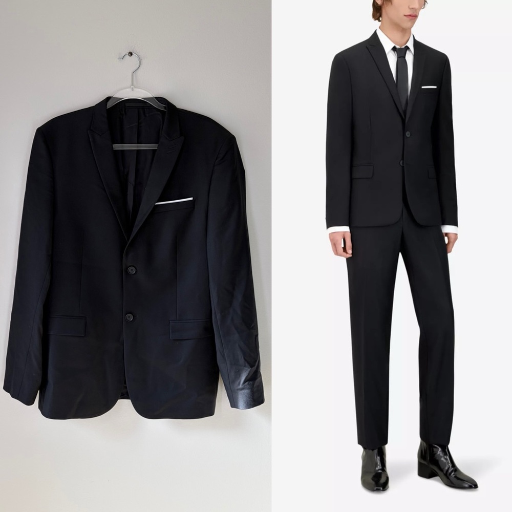 The Kooples Black Regular-Fit Wool Blazer EU Size 52